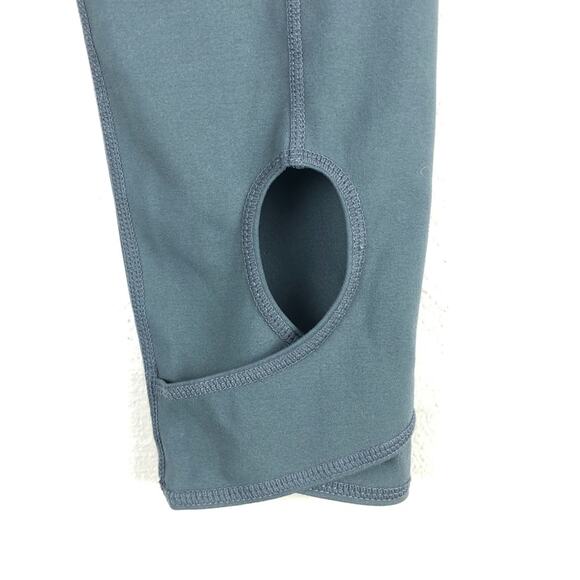 Mono B Dark Gray High Waist Cut Out Tummy Control Capri Cropped Athletic Legging - Picture 4 of 6